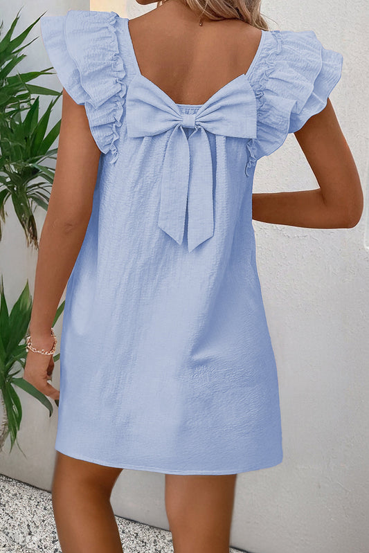 Textured Bow Back Mini Dress