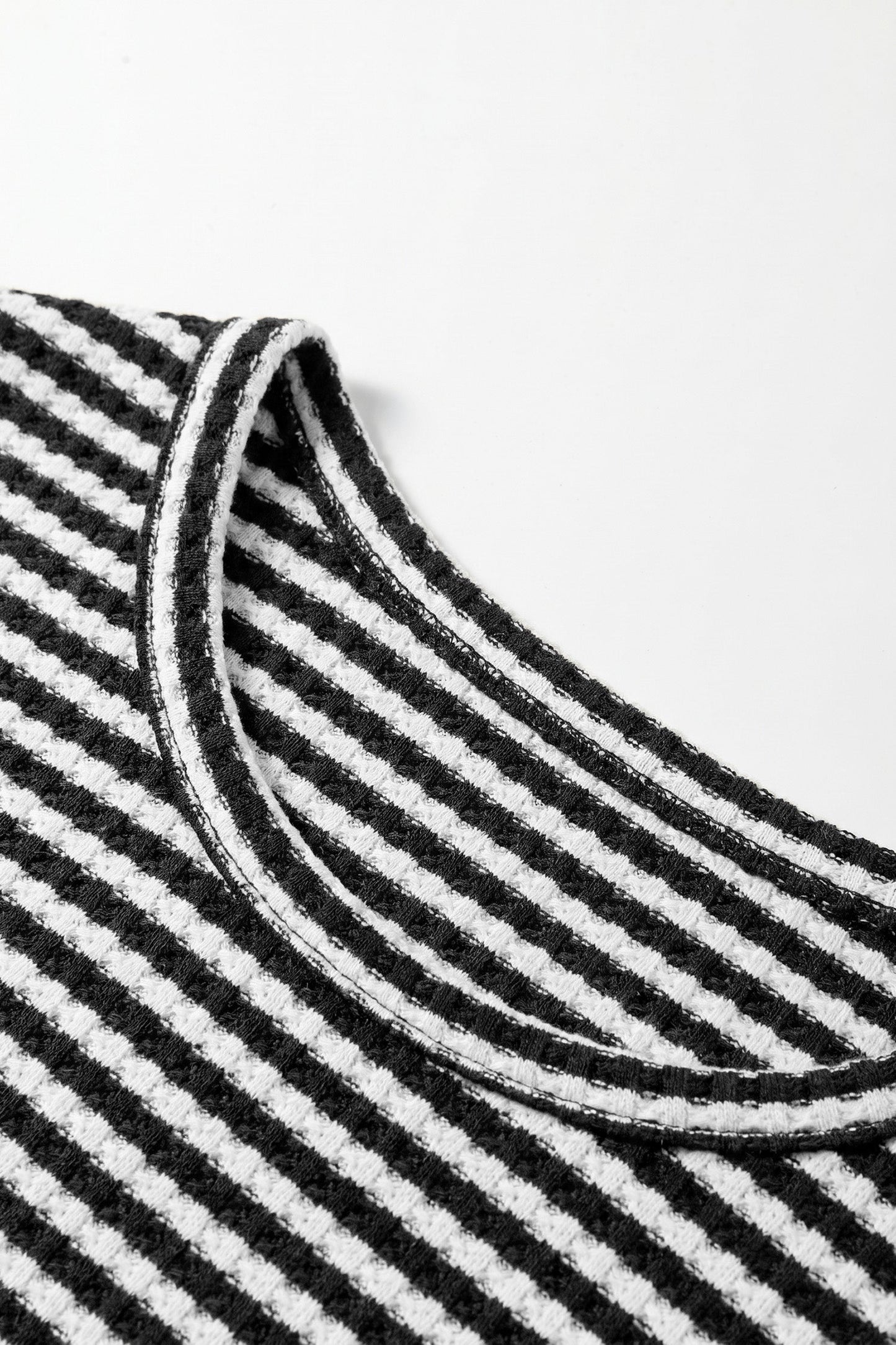 Stripe Textured Knit Top & Short Set