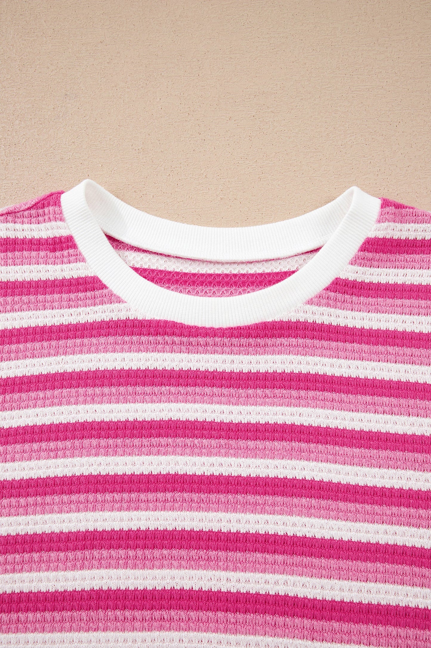 Stripe Textured Knit Short Sleeve Tee