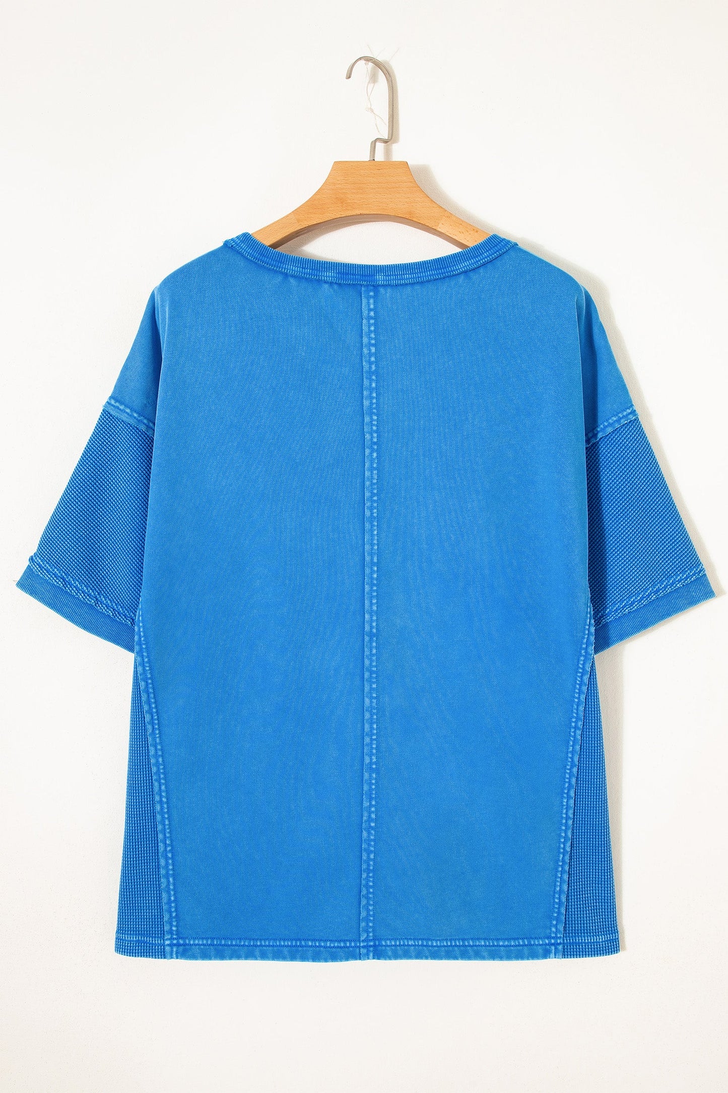 Star Waffle Knit Patchwork Mineral Wash Tee