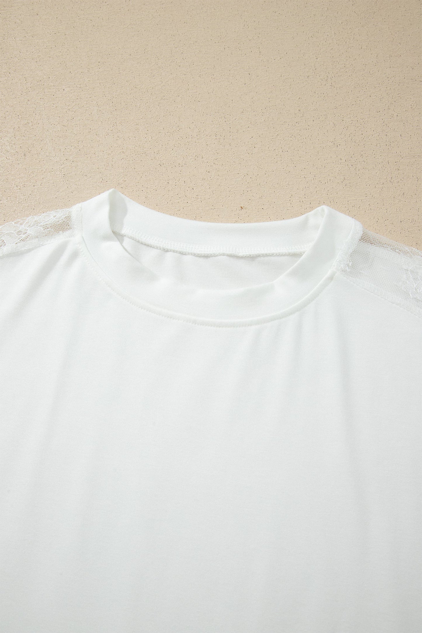 Lace Patchwork Round Neck Long Sleeve Top