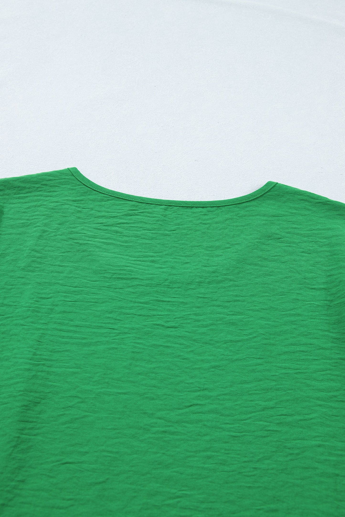 Solid Ruffle Trim Short Sleeve Blouse