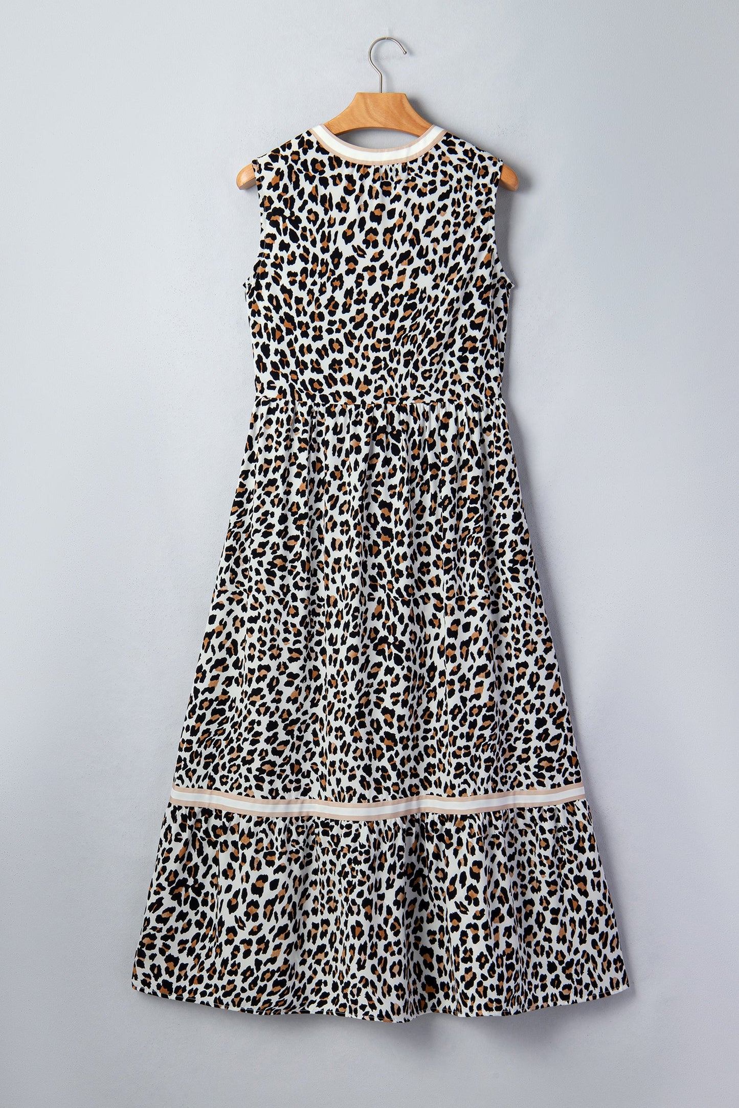 Leopard Colorblock Sleeveless Midi Dress