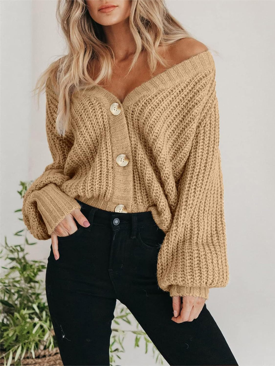 Women Button Up Long Sleeve Cardigan