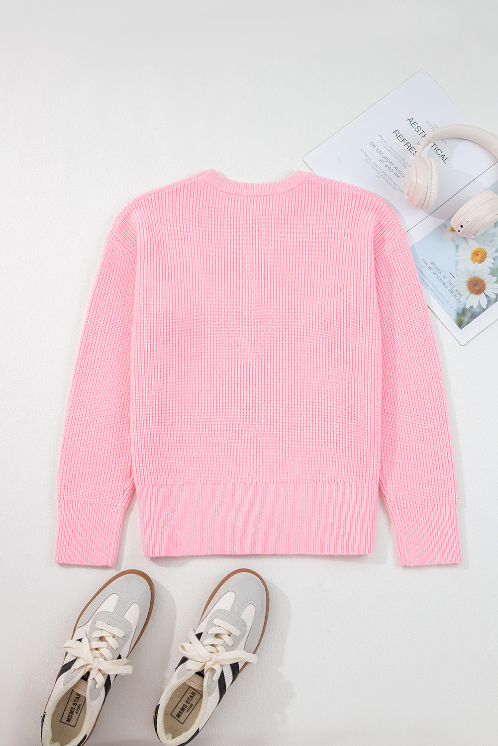 Merry Candy Cane Embroidered Crewneck Sweater