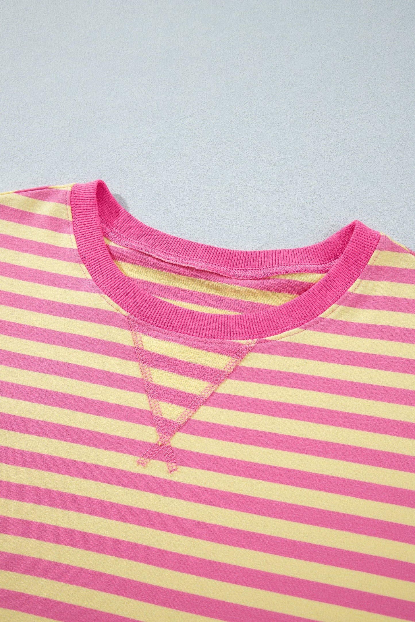 Stripe Colorblock Trim Short Sleeve Tee and Pants Set