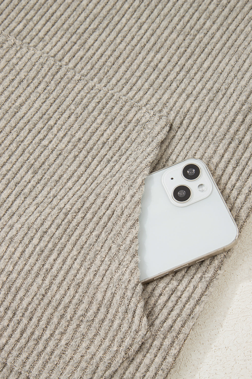 Solid Ribbed Knit Textured Drop Shoulder Henley Top