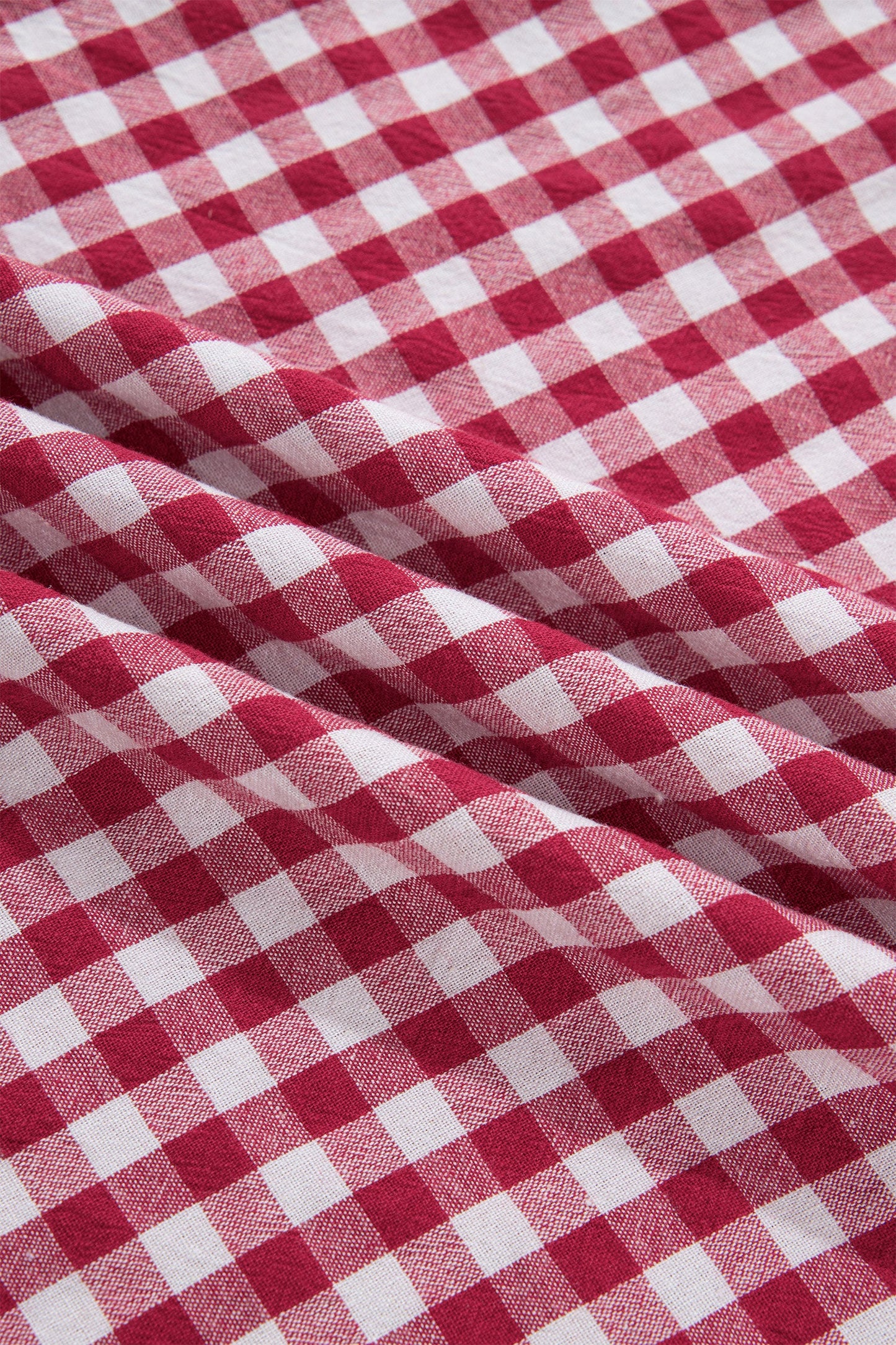 Gingham Stripe Patchwork Half Zip Collared Blouse
