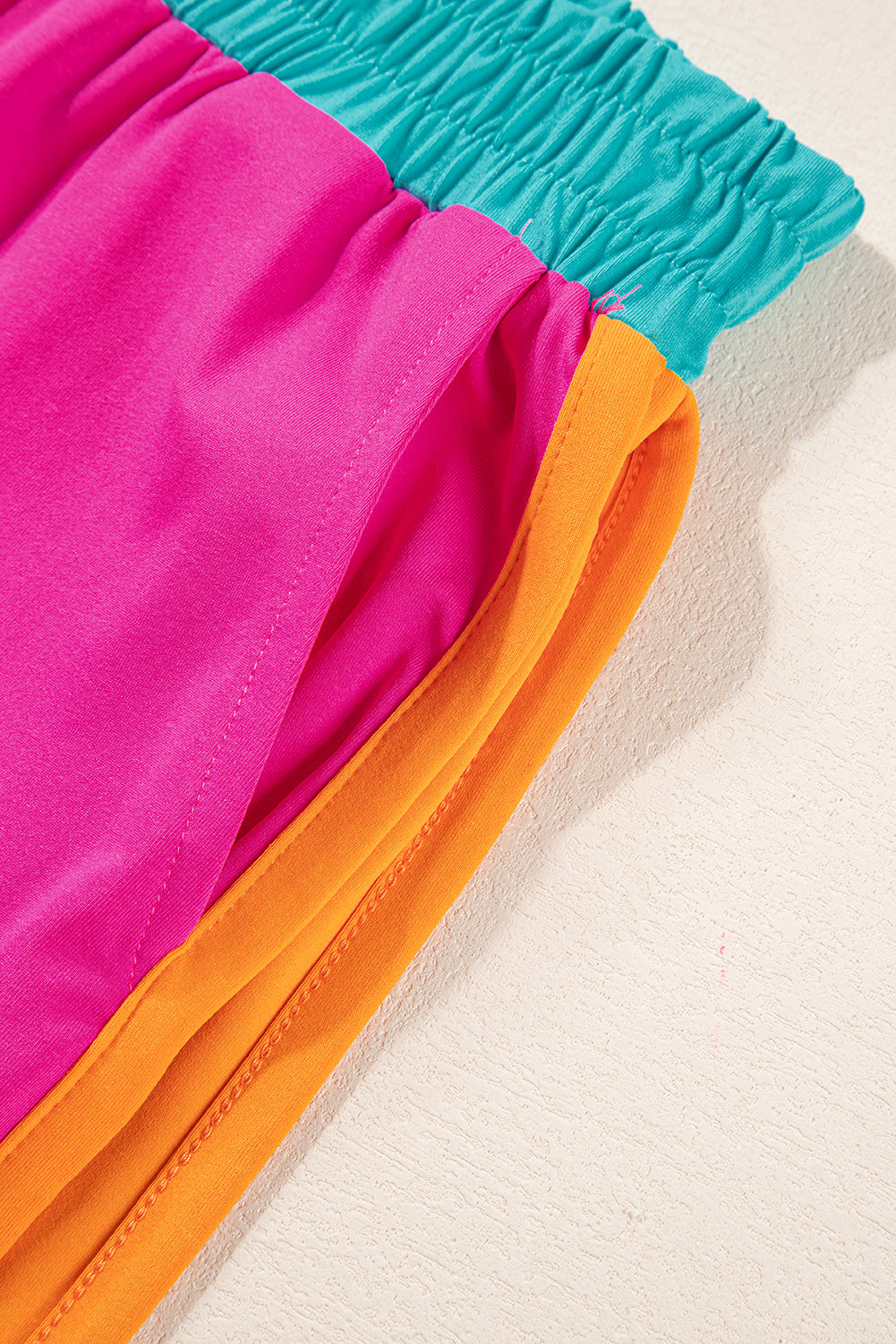 Colorblock Short Sleeve Top & Wide Leg Pants Set