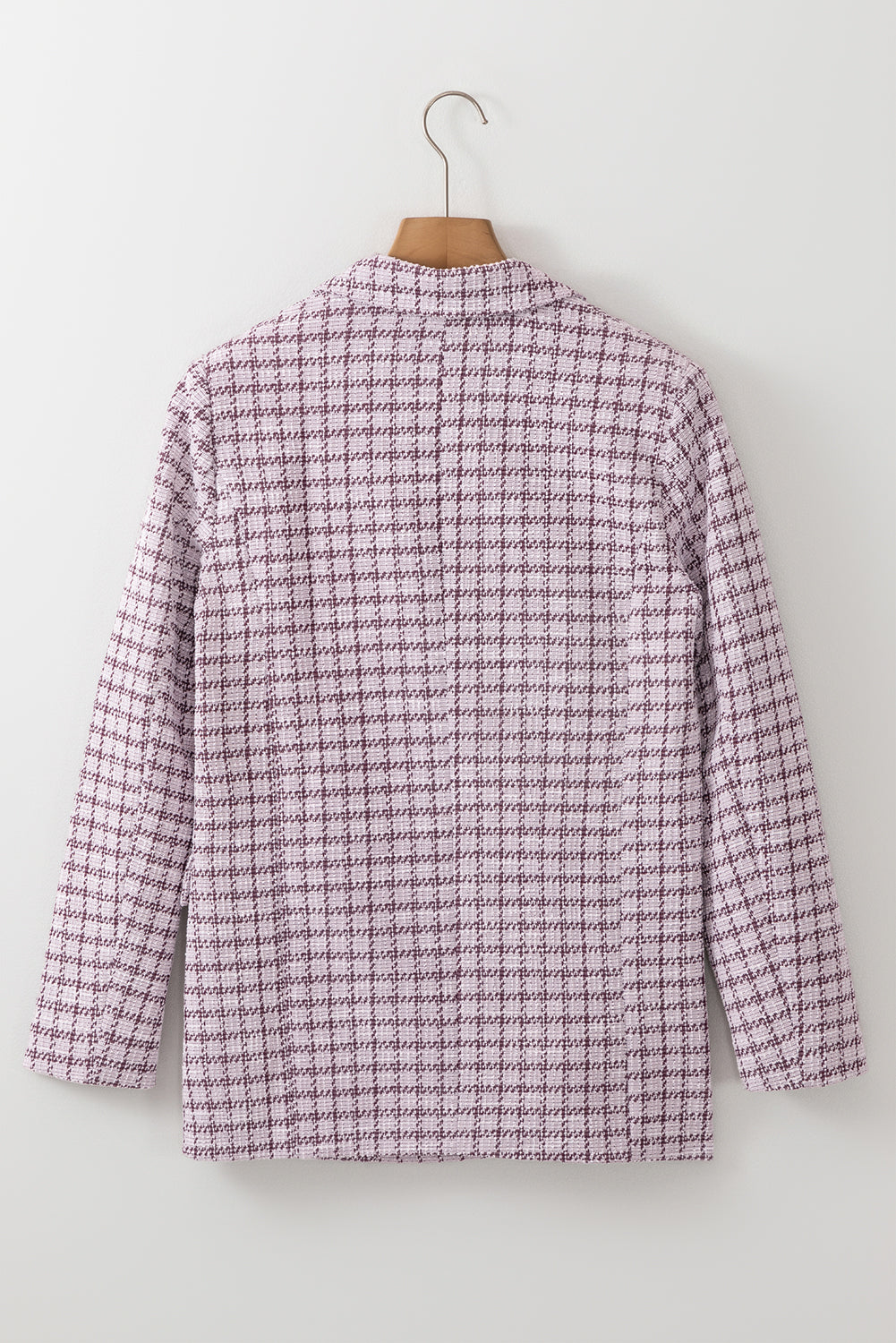 Plaid Tweed Long Sleeve Buttoned Blazer