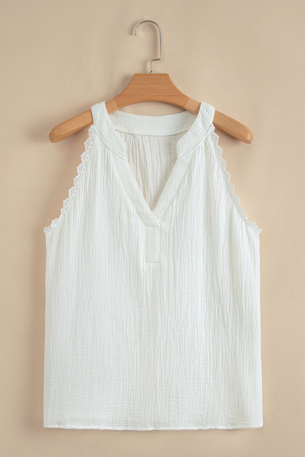 Gauze Lace Trim Sleeveless Top