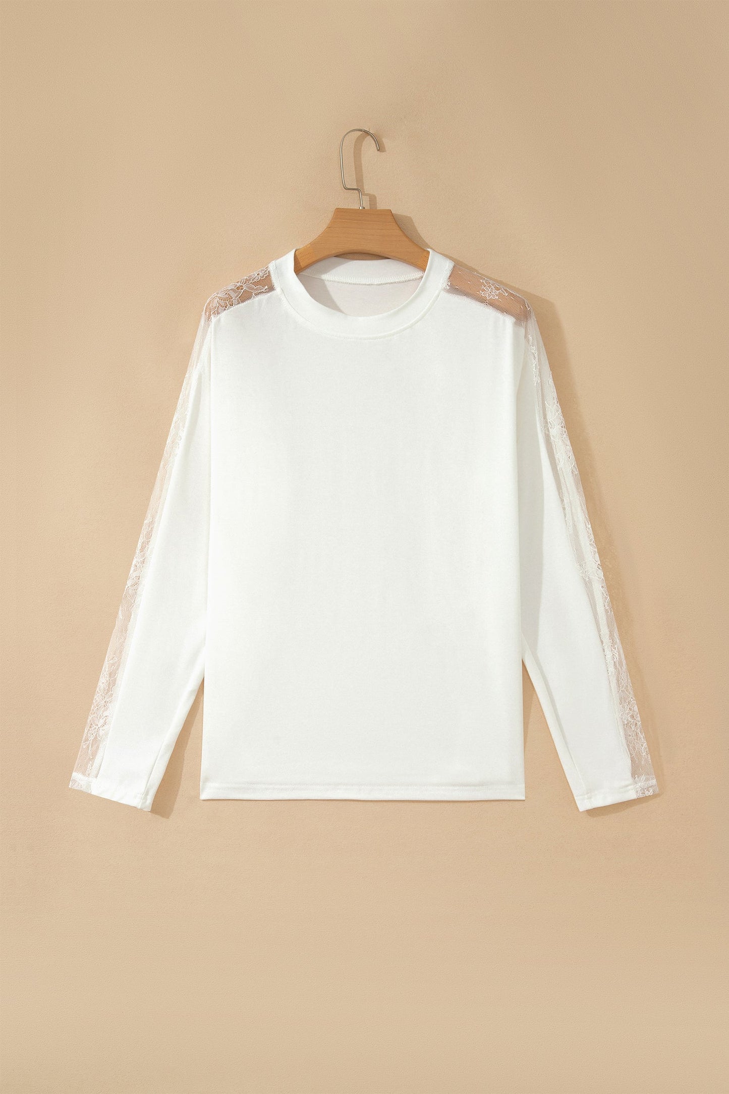 Lace Patchwork Round Neck Long Sleeve Top