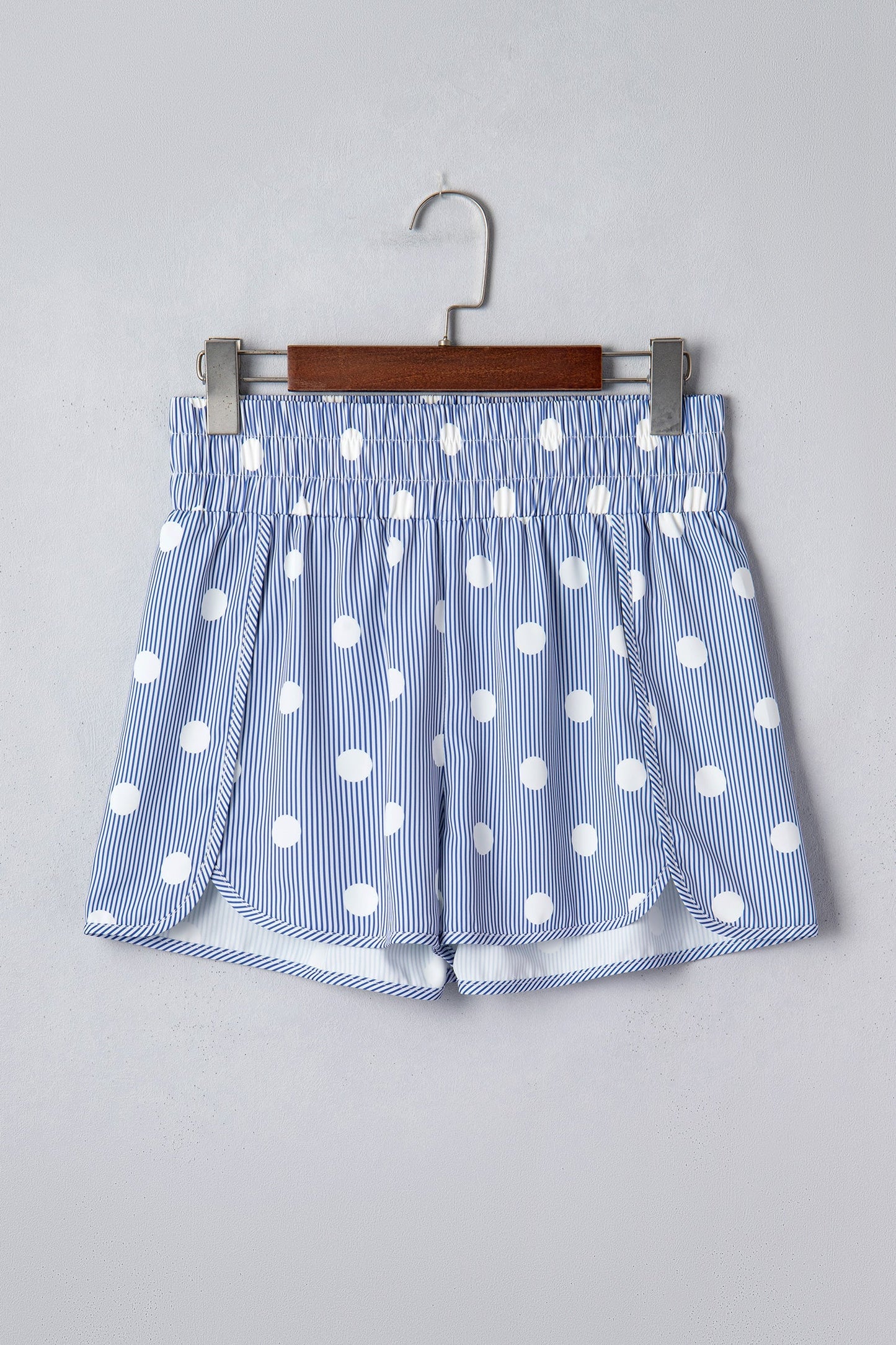 Polka Dot Shirred High Waist Shorts