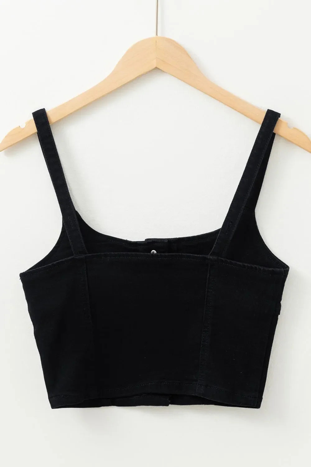 Acid Wash Buttoned Cropped Slim Denim Tank Top