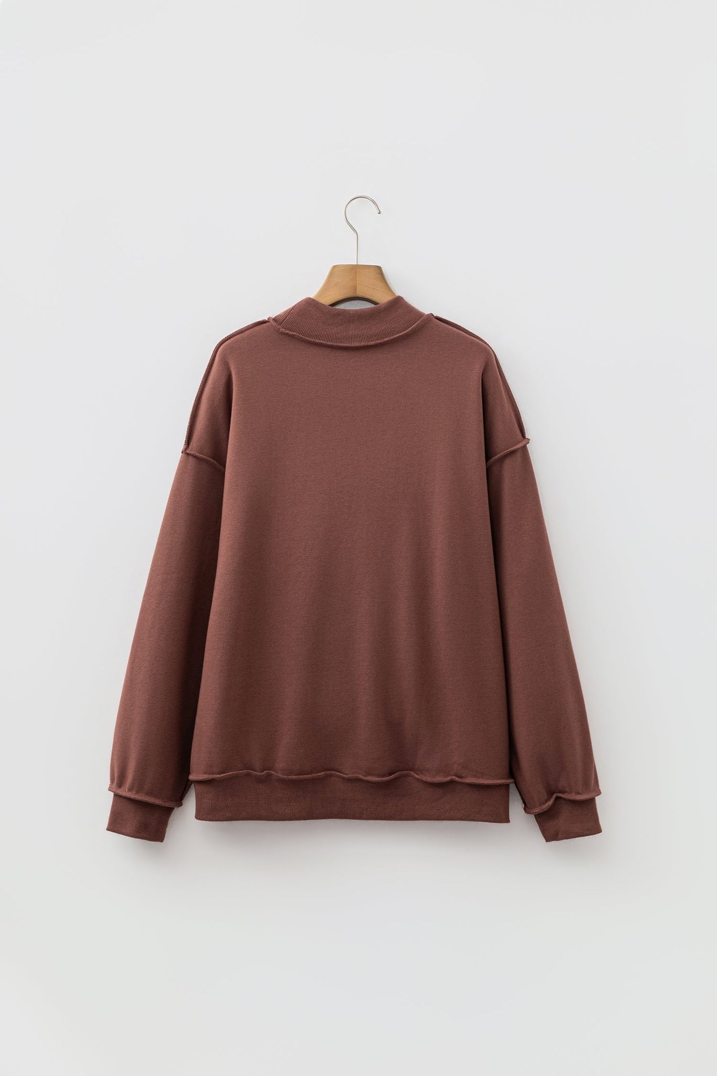 Solid Reversible Mock Neck Oversized Sweatshirt
