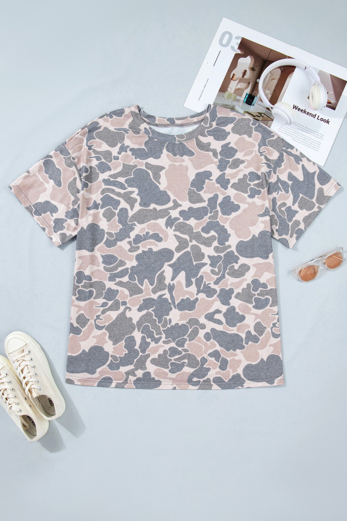 Plus Size Camo Short Sleeve T-Shirt