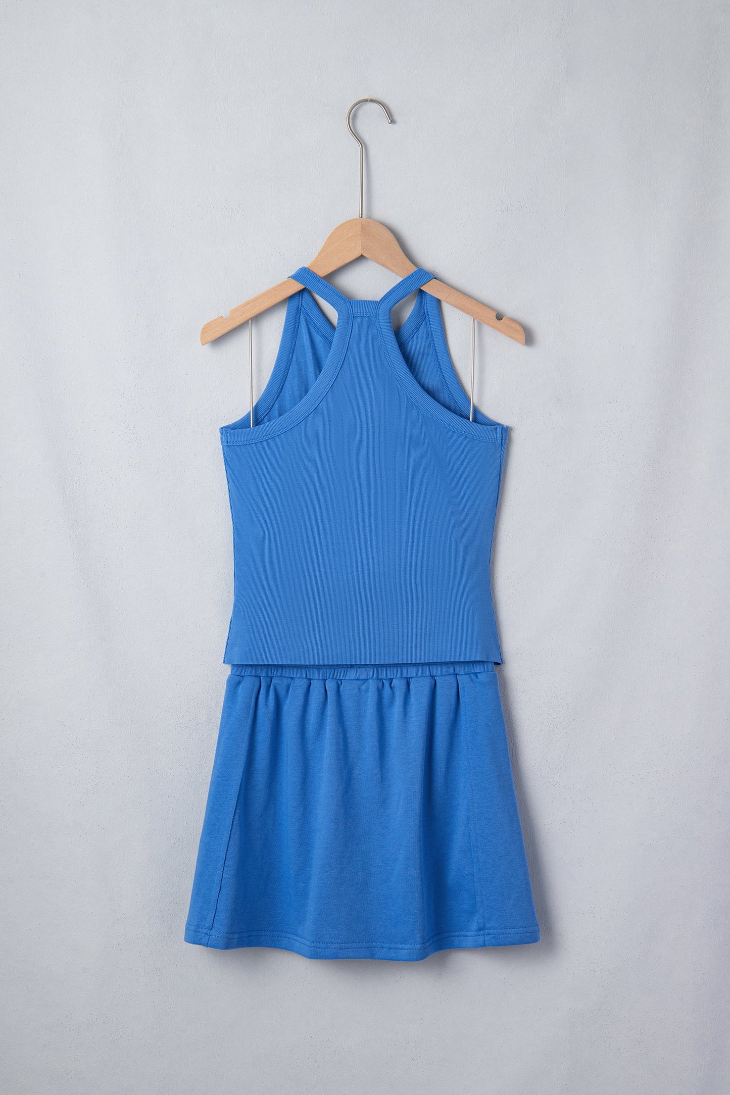 Solid Tank Top and Elastic Waist Mini Skort Set