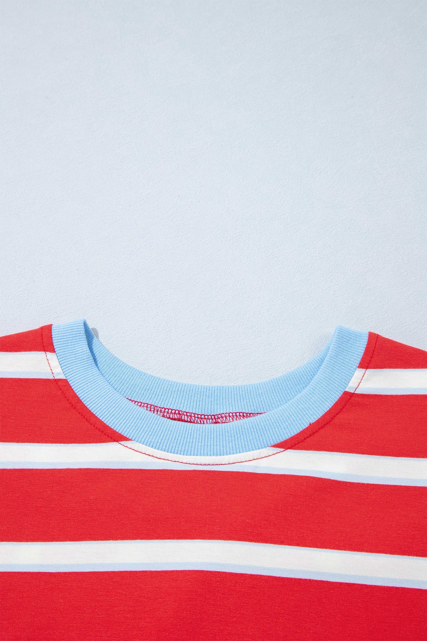 Stripe Bow Tie Hollow Back 3/4 Sleeve T-Shirt