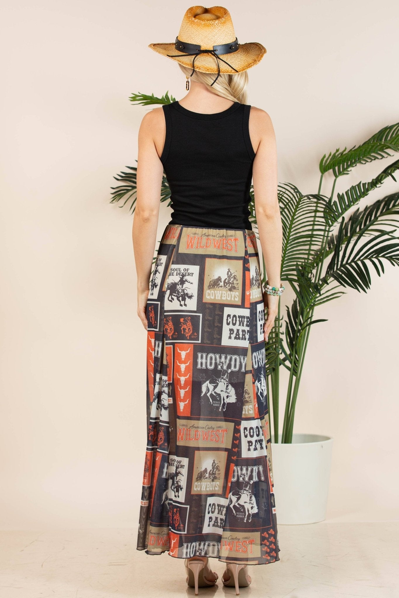 Agatha Western Rodeo Lined Full Length Mesh Skirt - Small and XL remaining