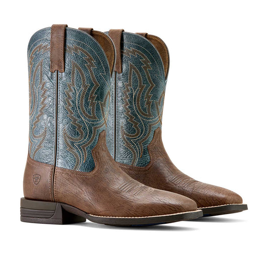 Ariat Mens Steadfast Wide Square Toe Leather Cowboy Boot – Comfortable All-Day Western Work Boot