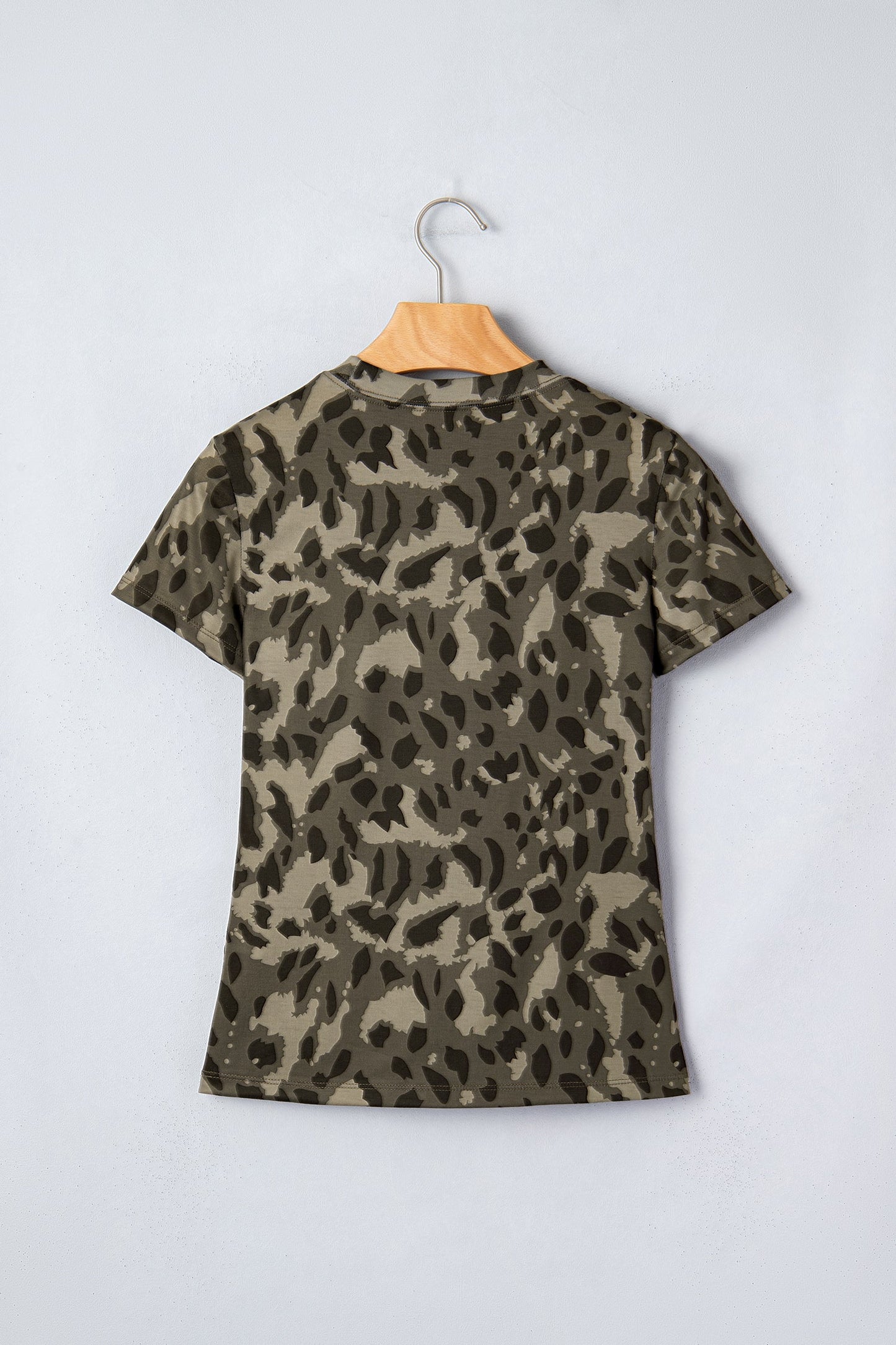 Leopard Mock Neck Short Sleeve Tee