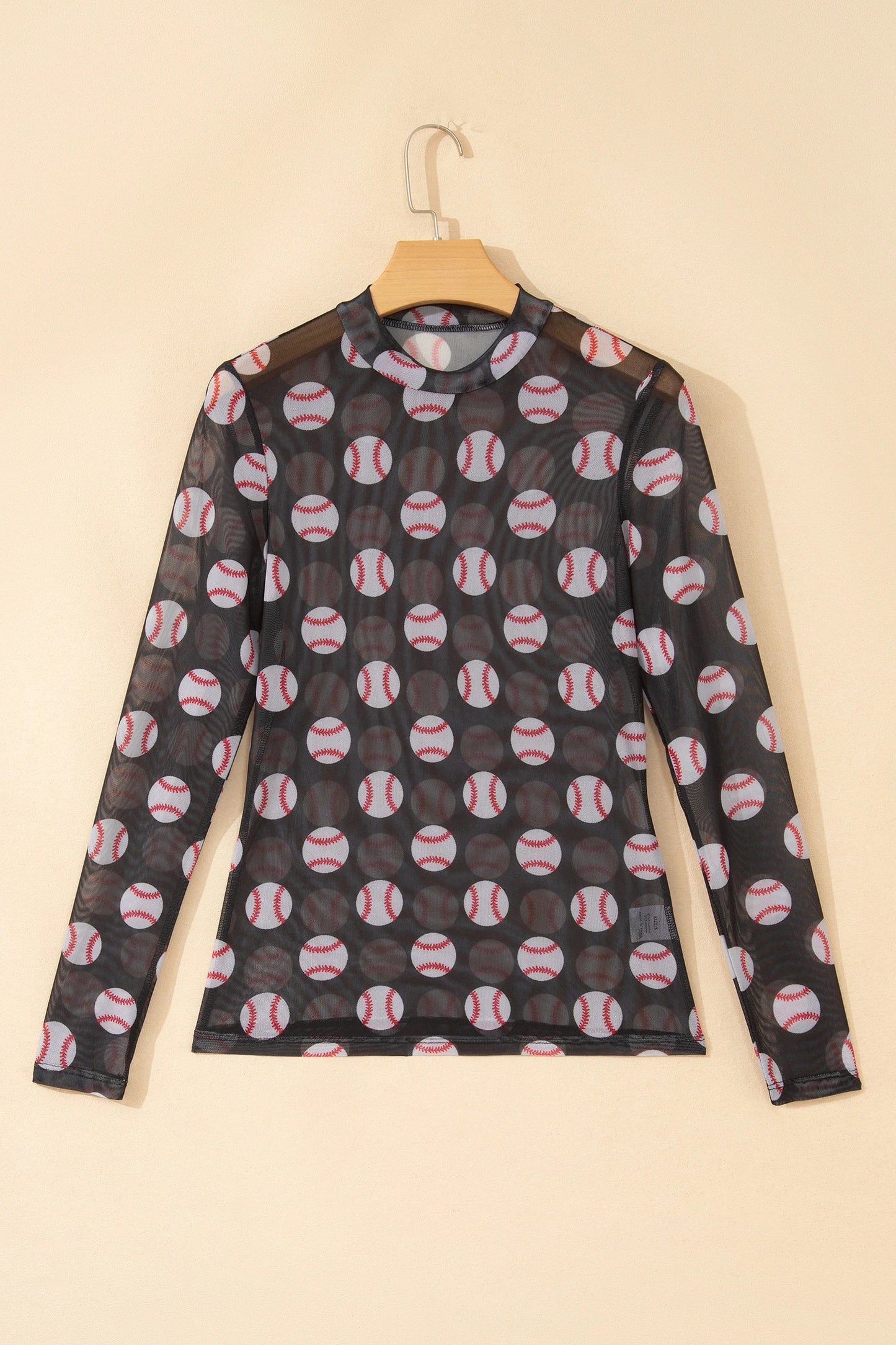 Game Day Baseball Sheer Mesh Long Sleeve Top