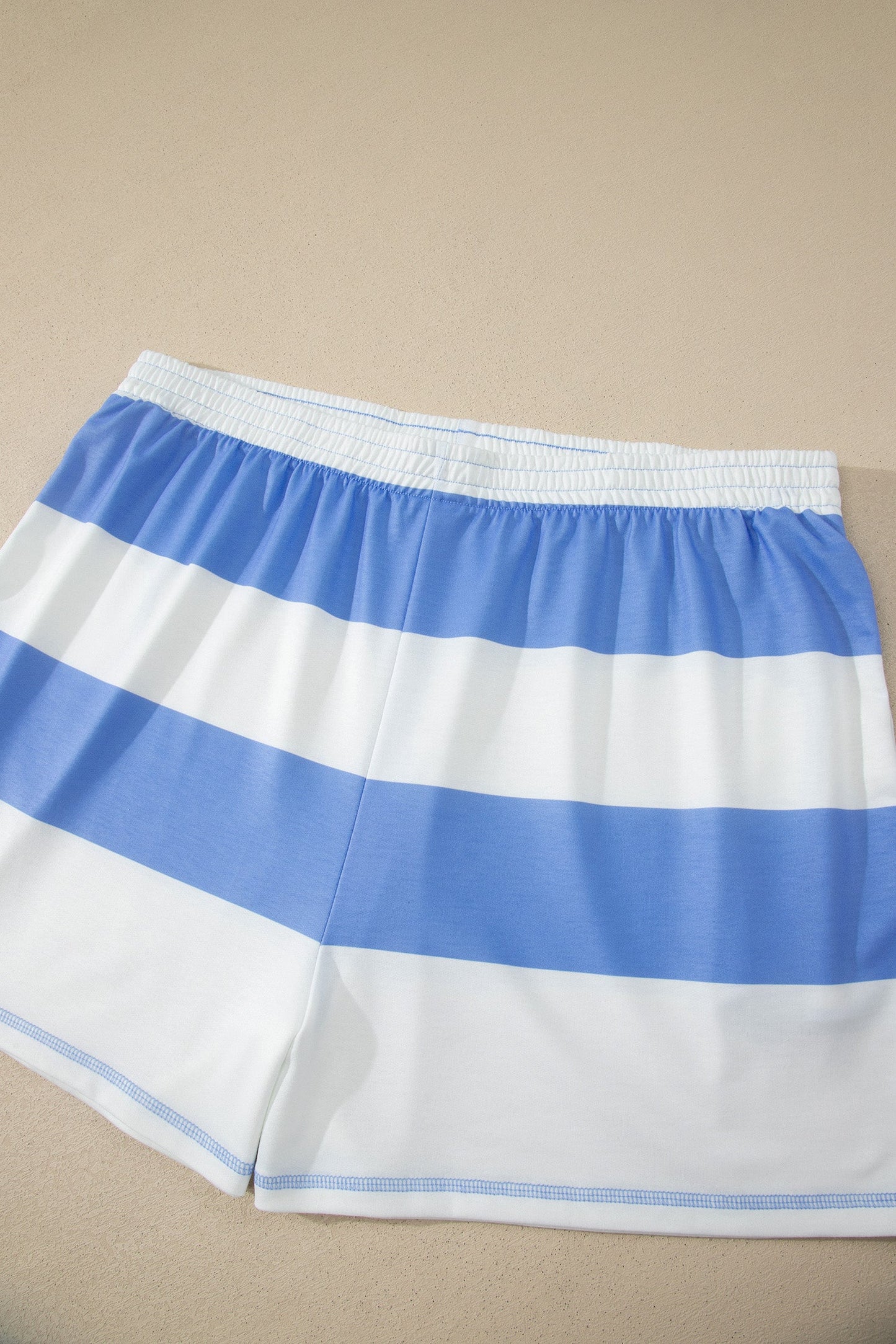 Plus Size Stripe Zipped Collar Top & Shorts Set