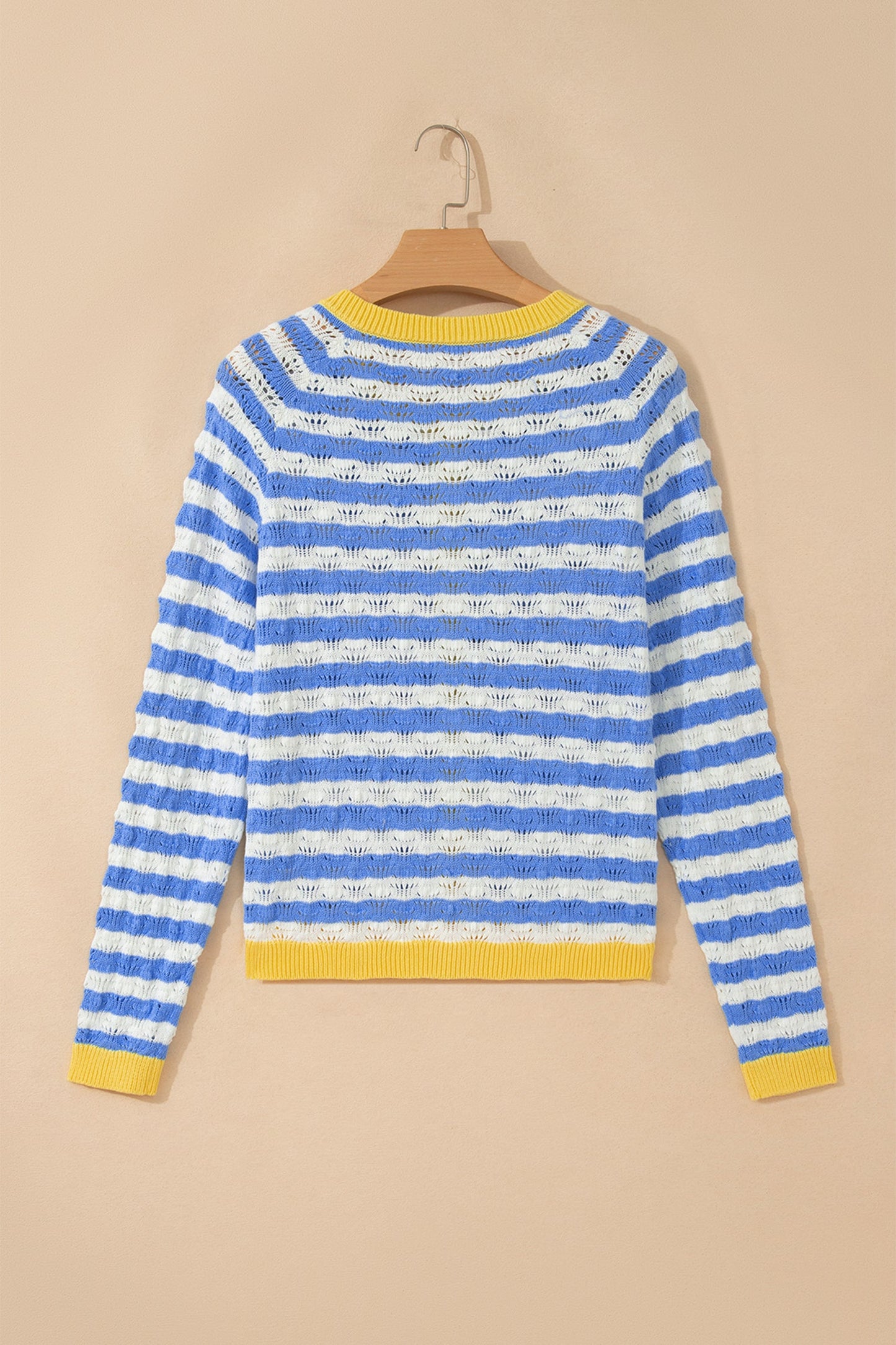 Stripe Colorblock Button Front Knit Cardigan