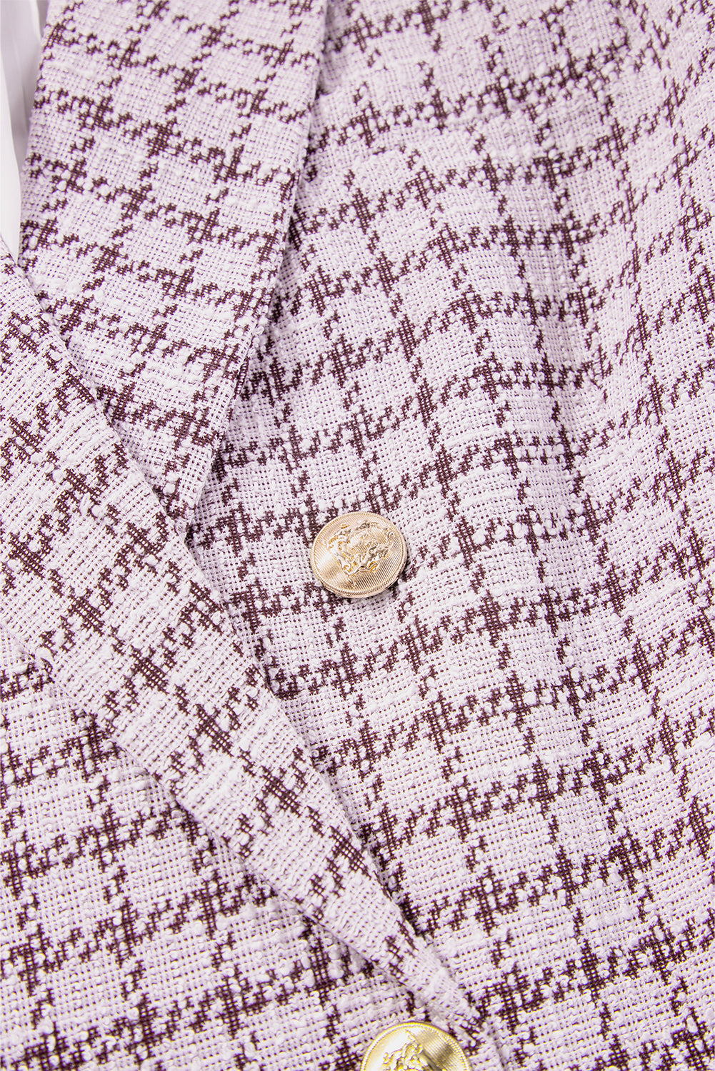 Plaid Tweed Long Sleeve Buttoned Blazer