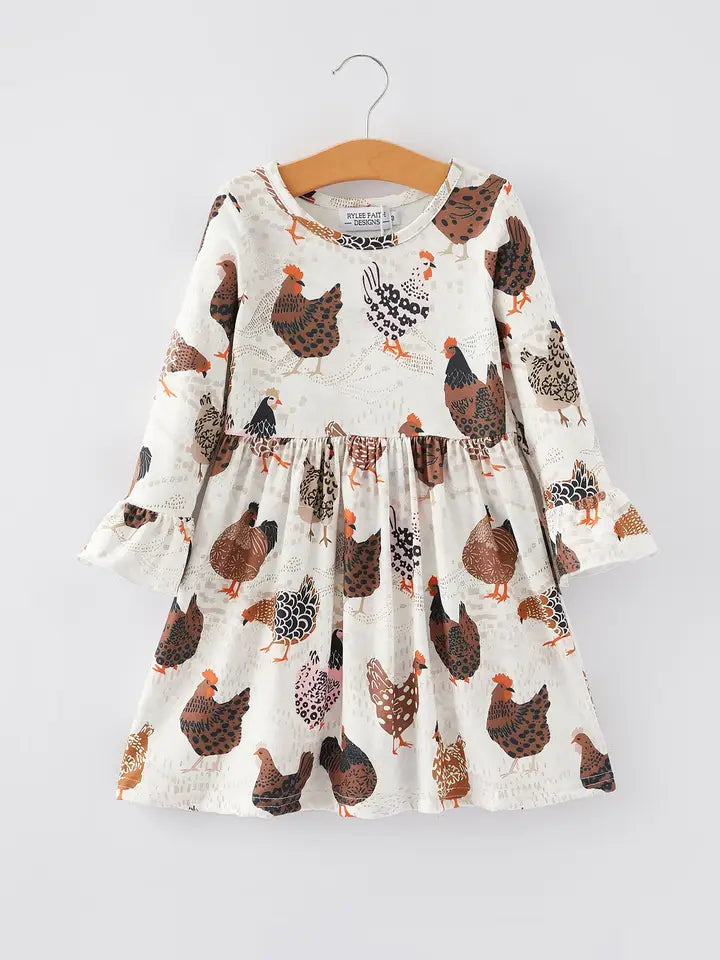 FINAL SALE-Thanksgiving Print Girls Dress