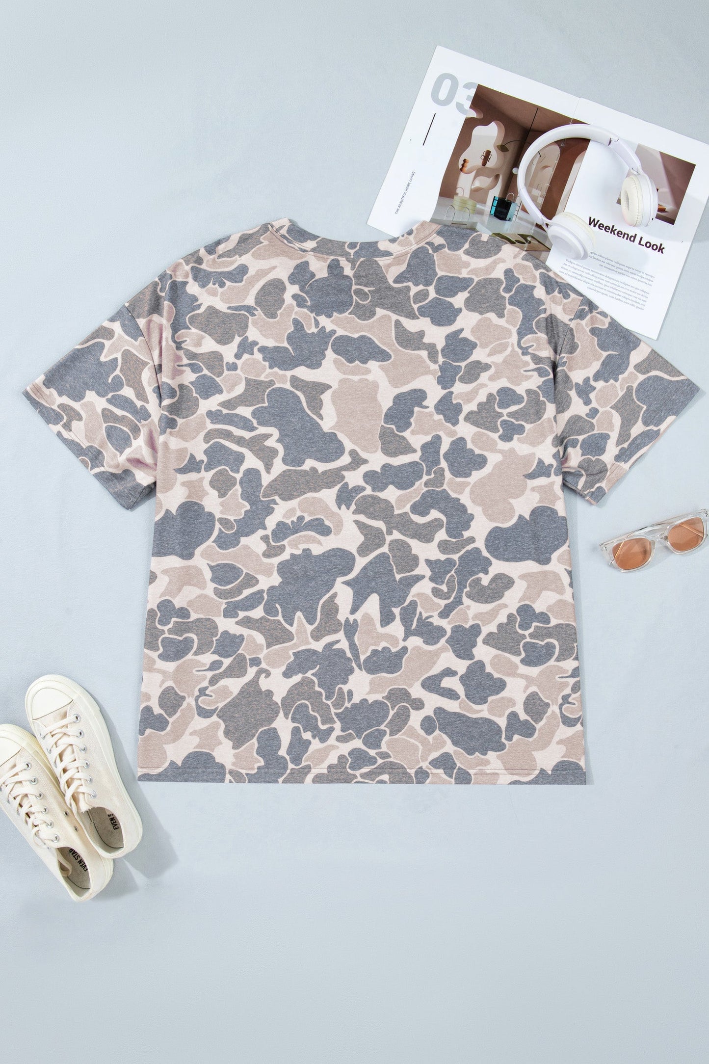 Plus Size Camo Short Sleeve T-Shirt