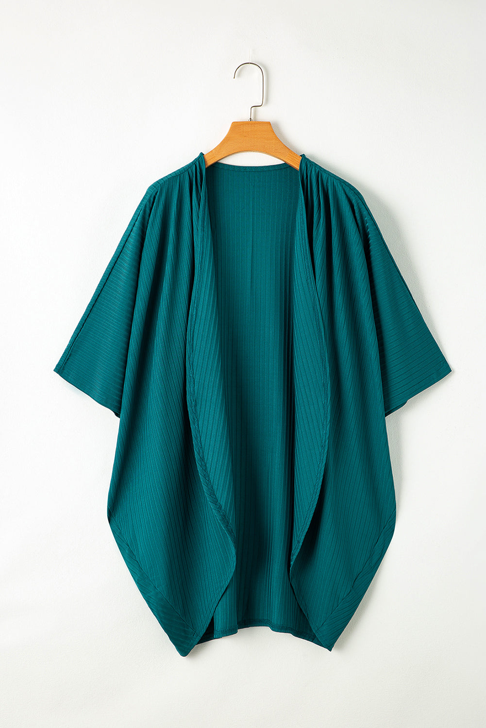 Plus Size Shimmer Ribbed Knit Open-Front Cardigan