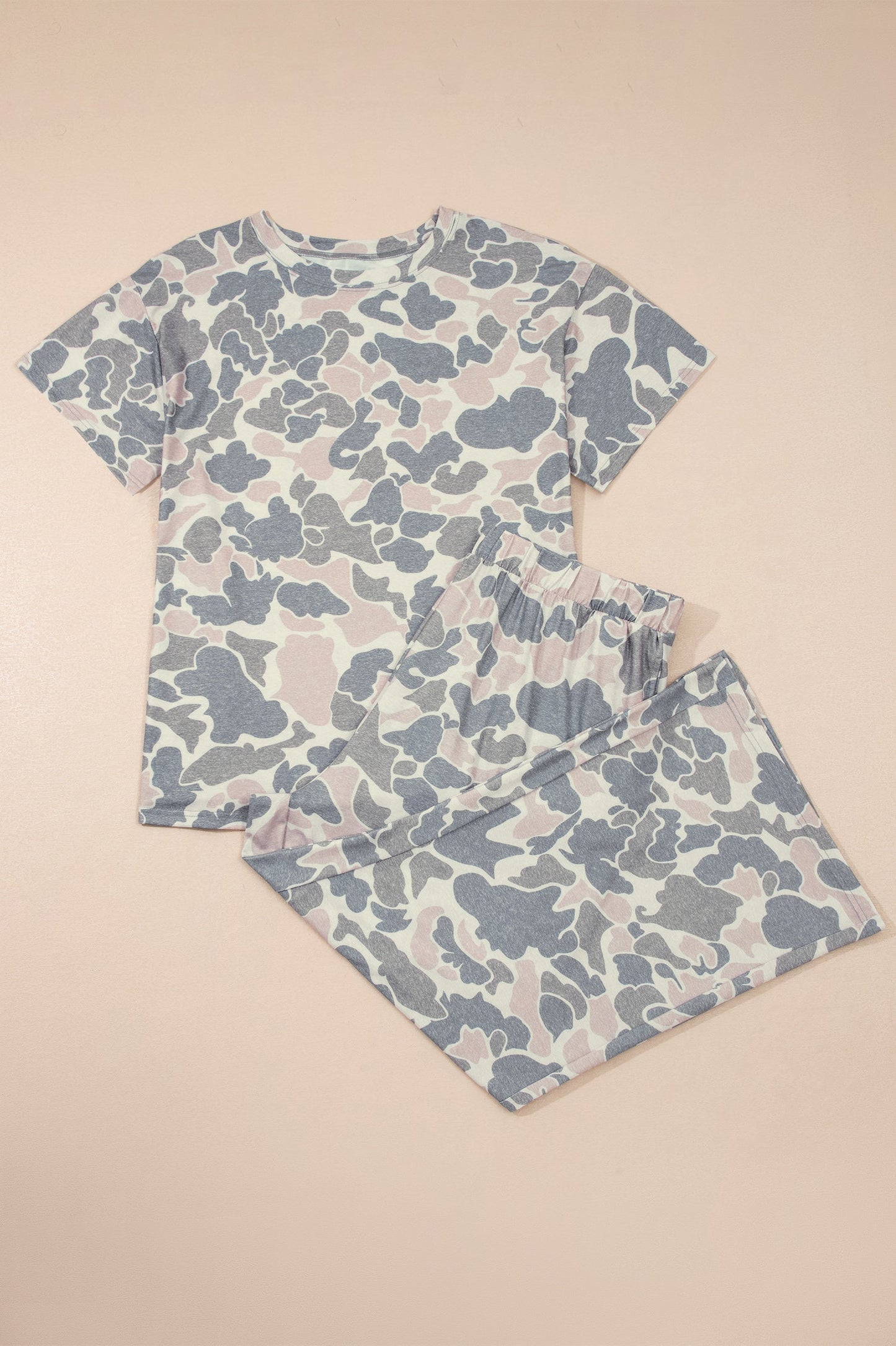 Plus Size Camo Top & Wide Leg Pants Set