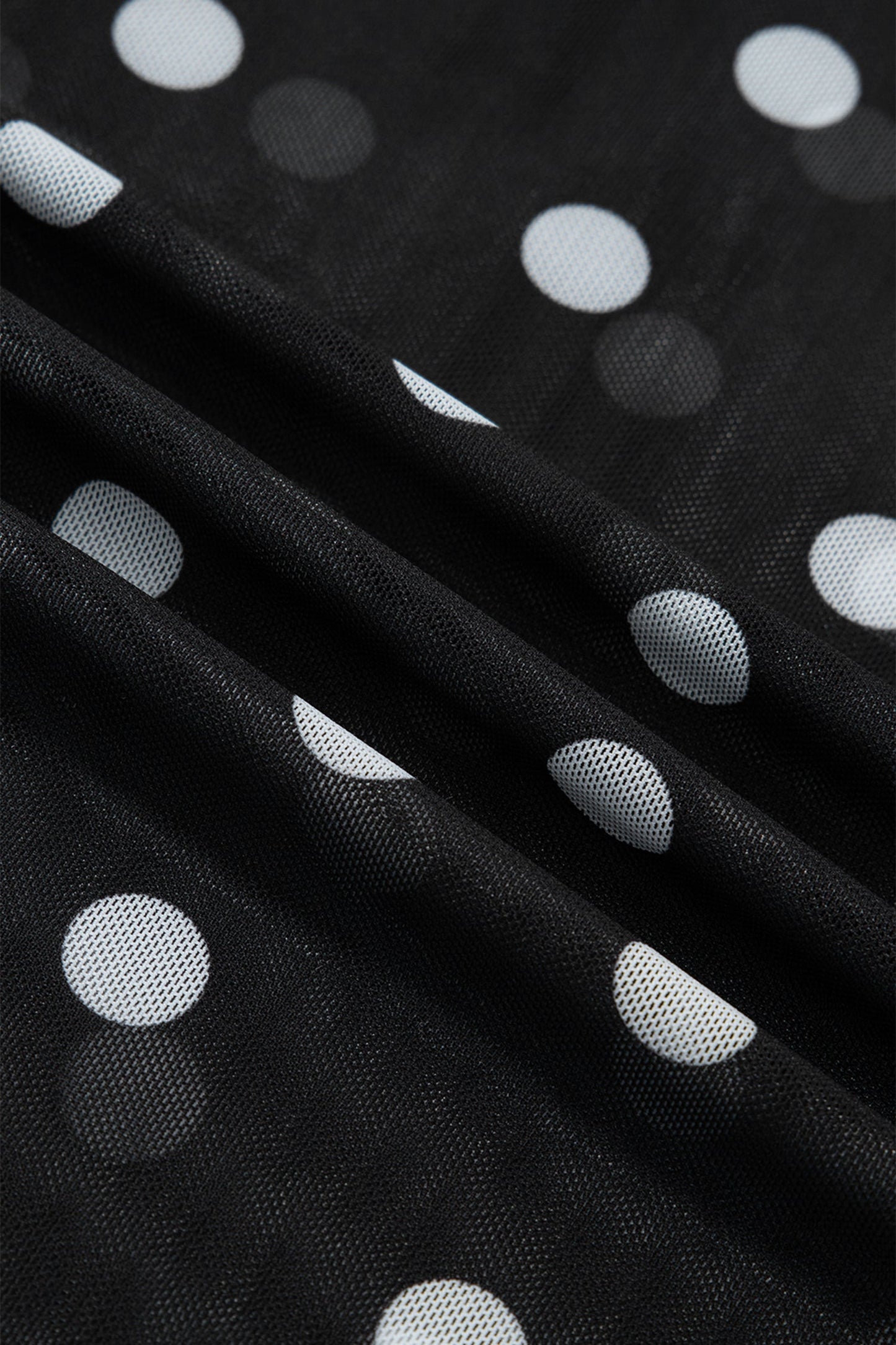 Plus Size Polka Dot Mesh Mock Neck Top