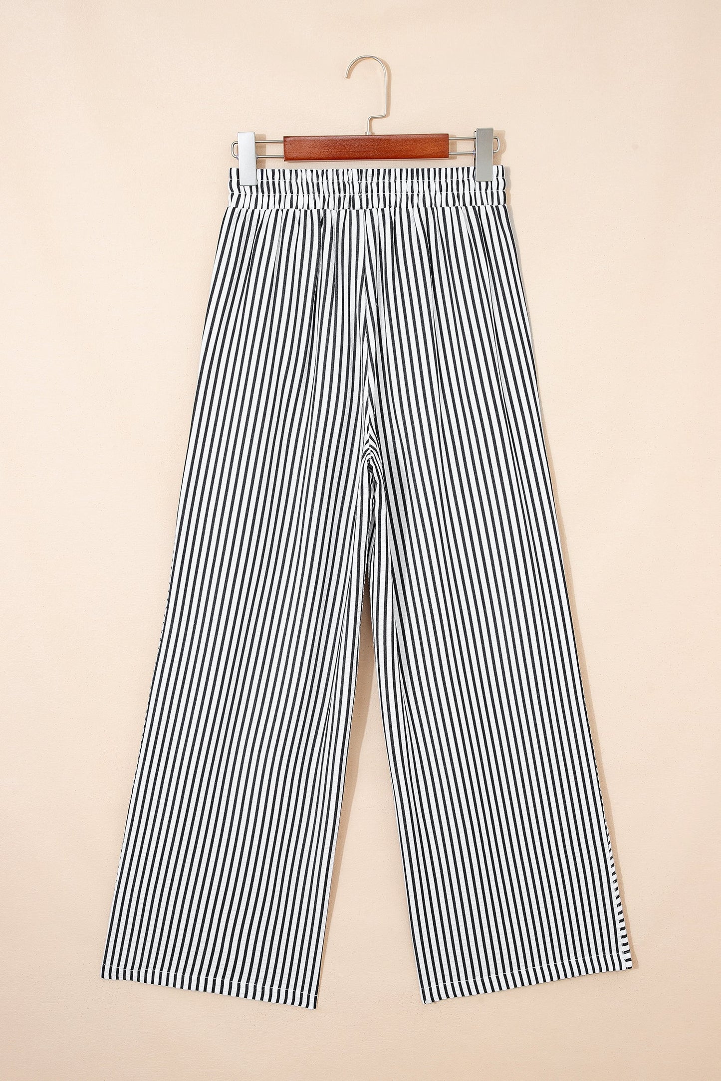 Stripe Wide Leg Elastic Drawstring Pants
