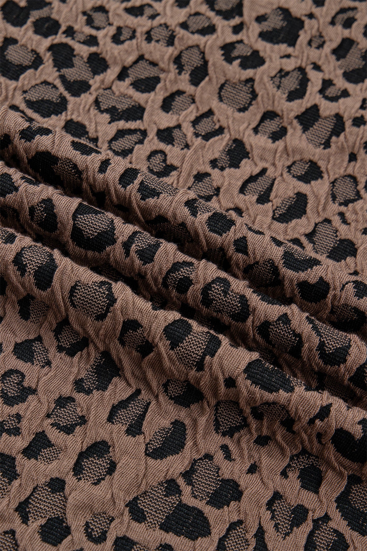 Leopard Stripe Patchwork Half Zip Collared Blouse