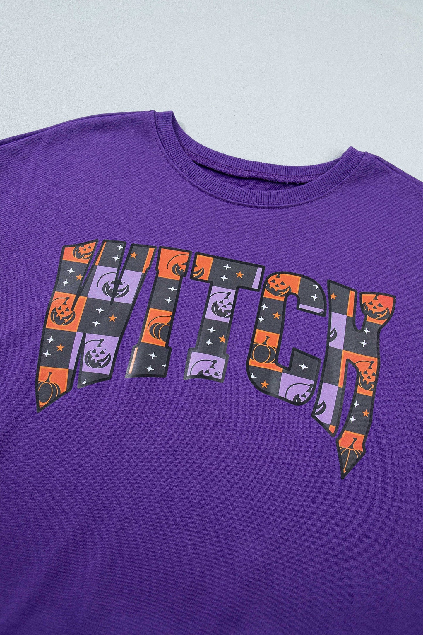 Halloween Witch Long Sleeve Top & Checker Shorts Set
