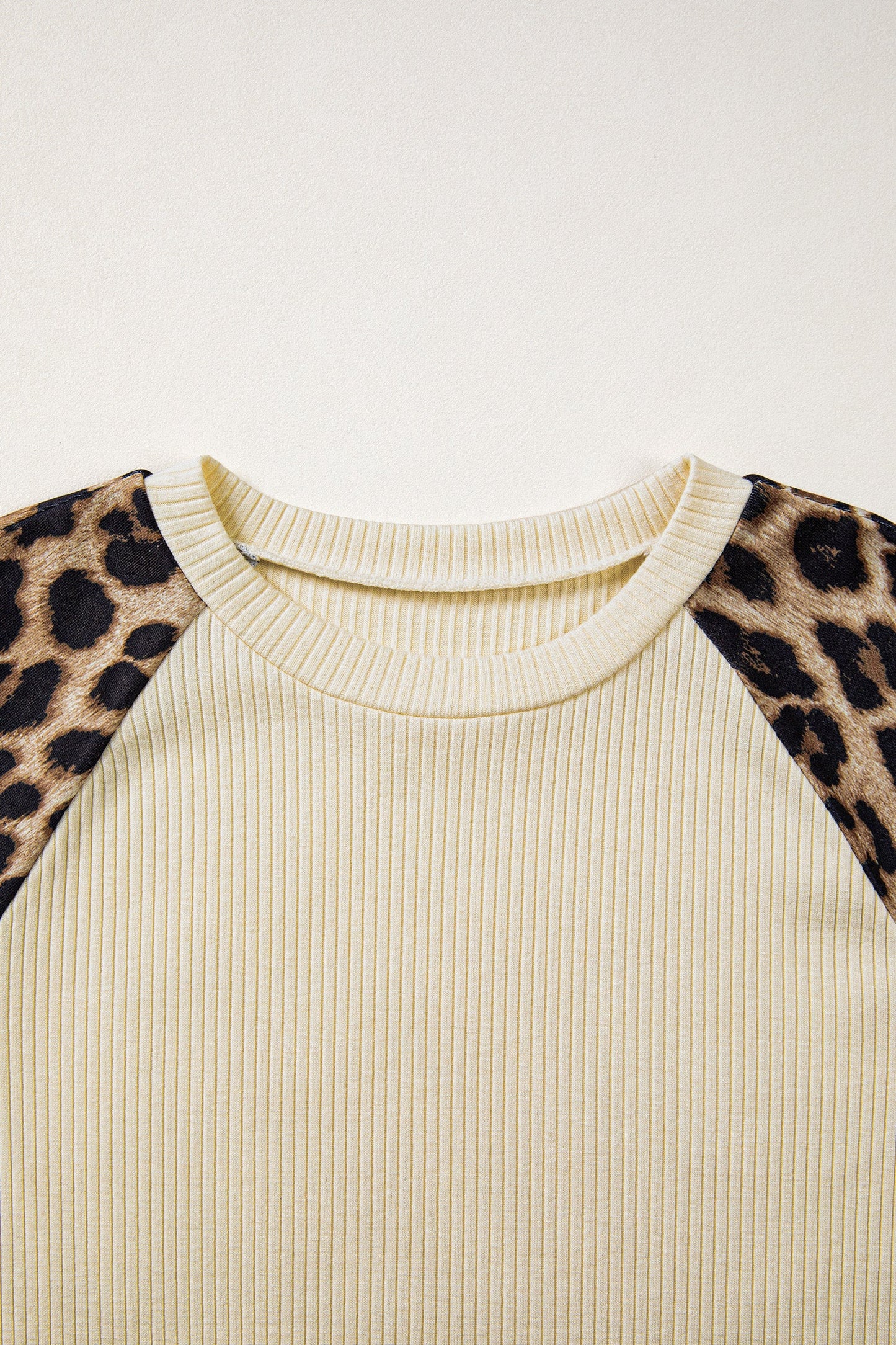 Leopard Colorblock Ribbed Raglan Short Sleeve Tee