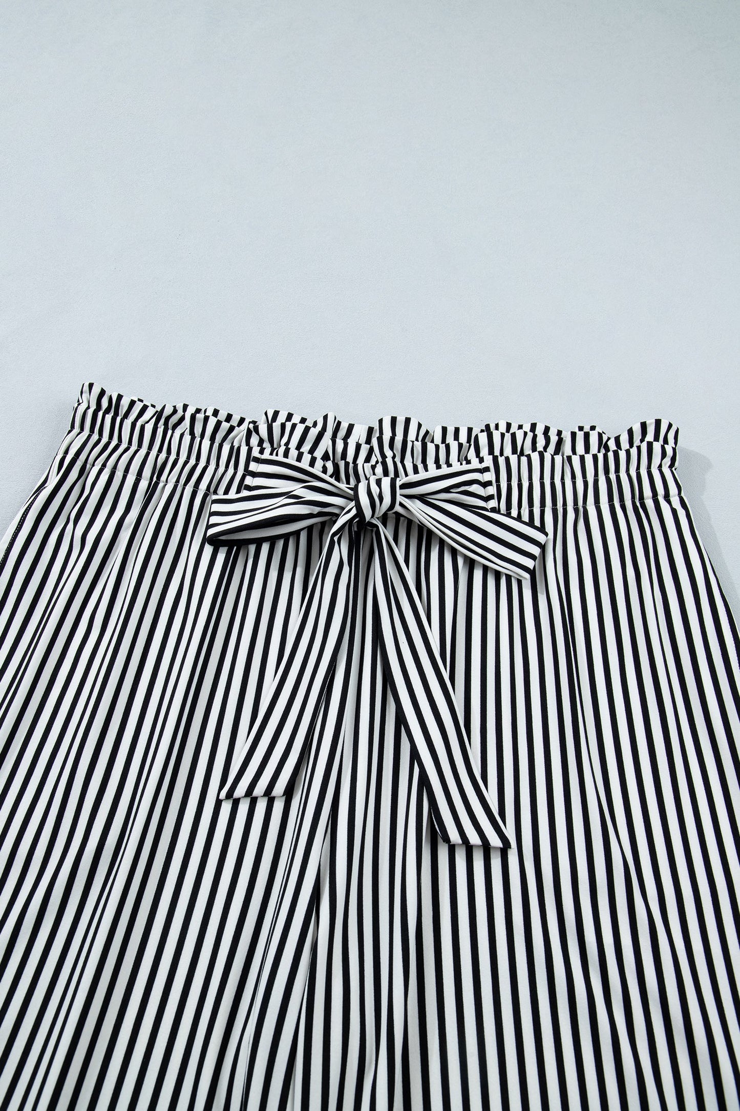 Plus Size Stripe Tie Waist Straight Pants