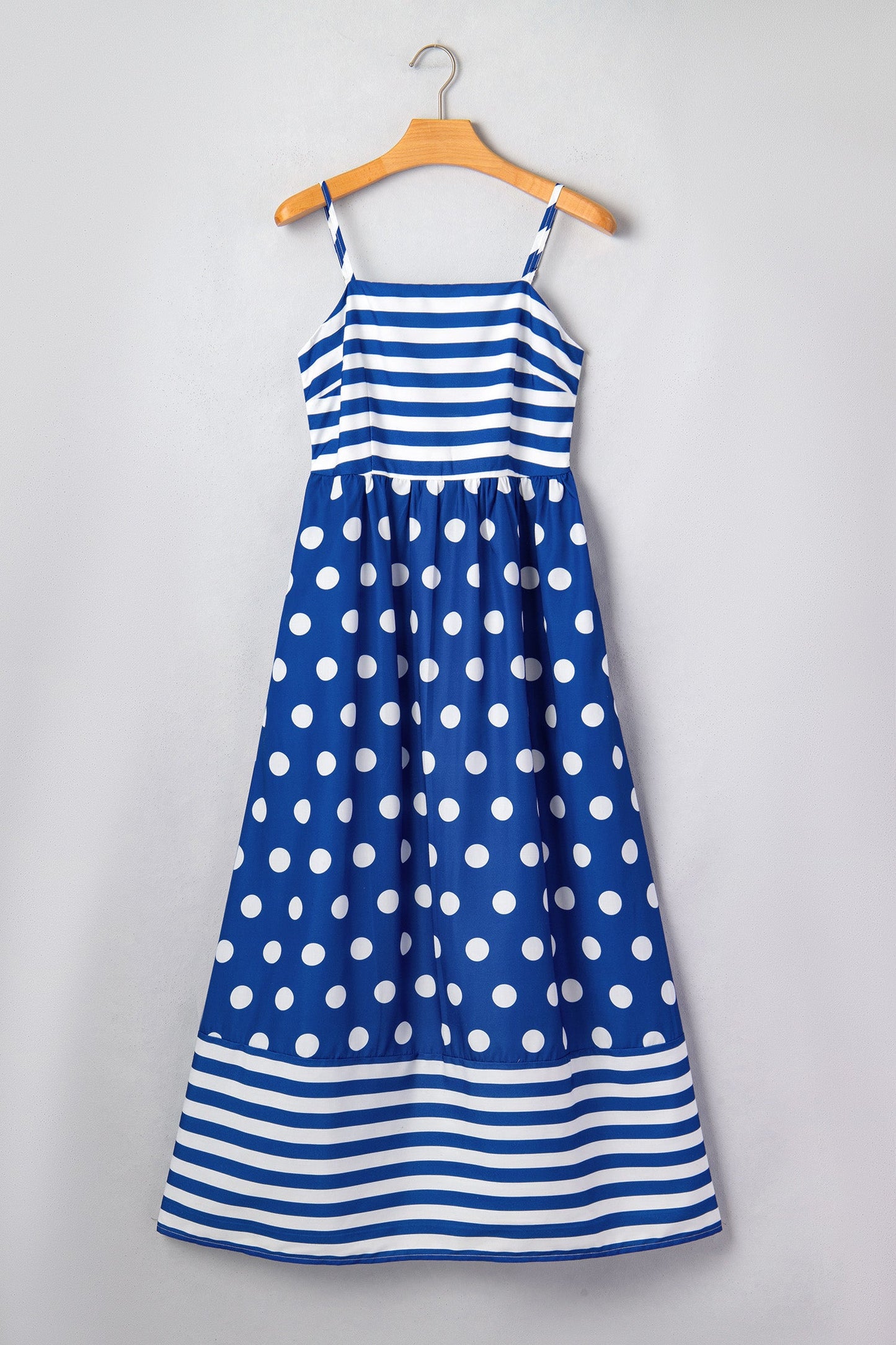 Stripe Polka Dot Patchwork High Waist Maxi Dress