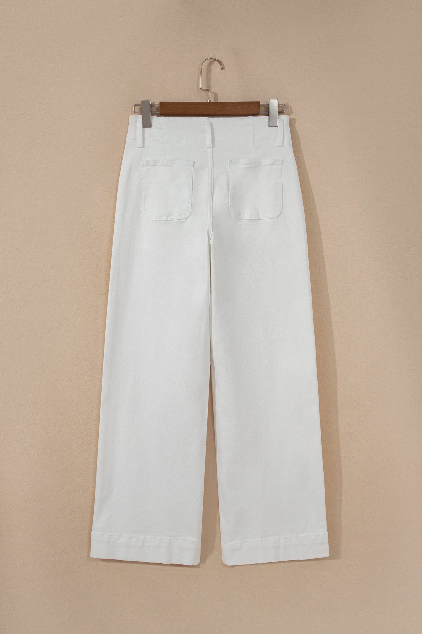 Denim 2-Button High Waist Wide Leg Jeans