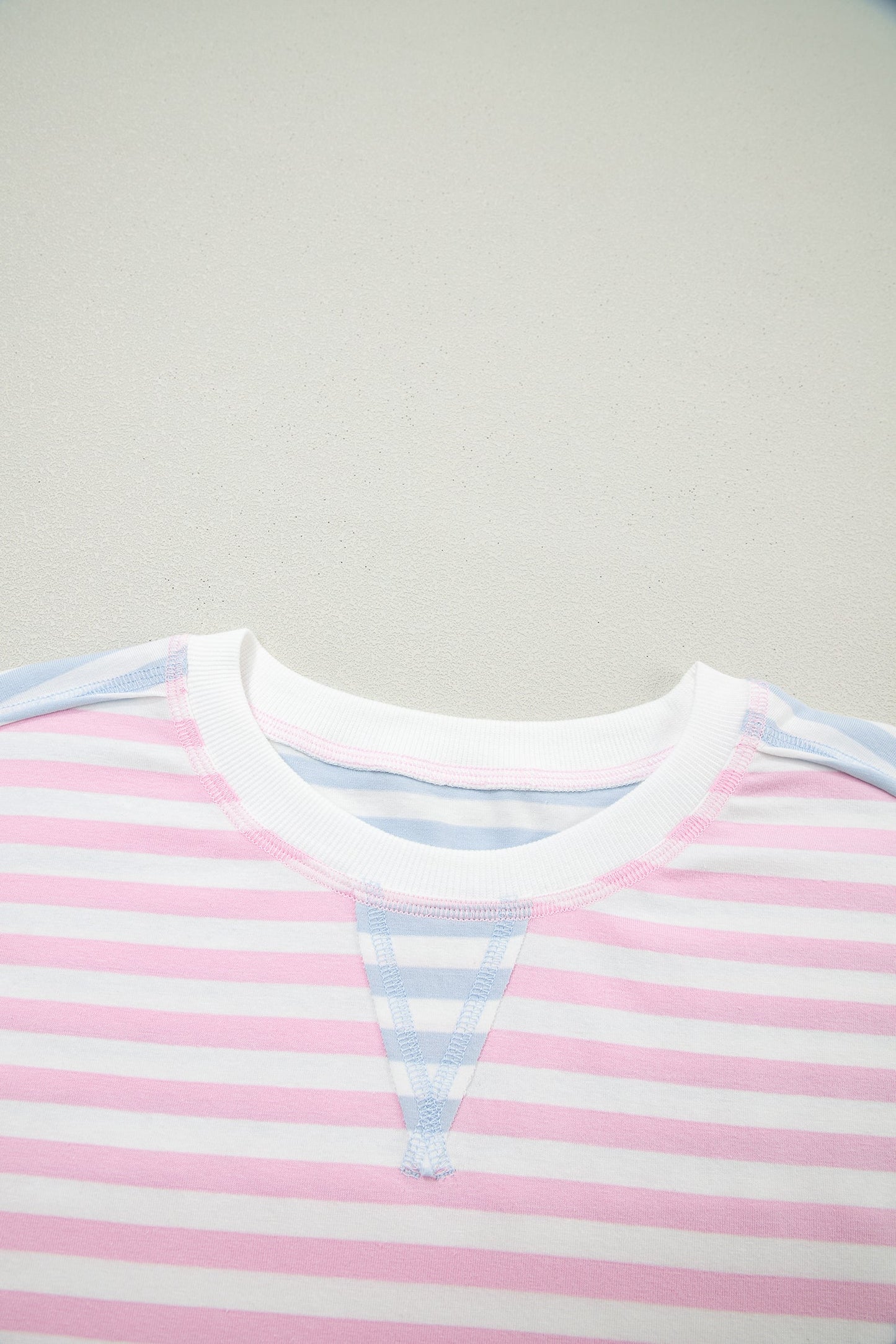 Stripe Oversize Dolman Sleeve Patchwork T-Shirt