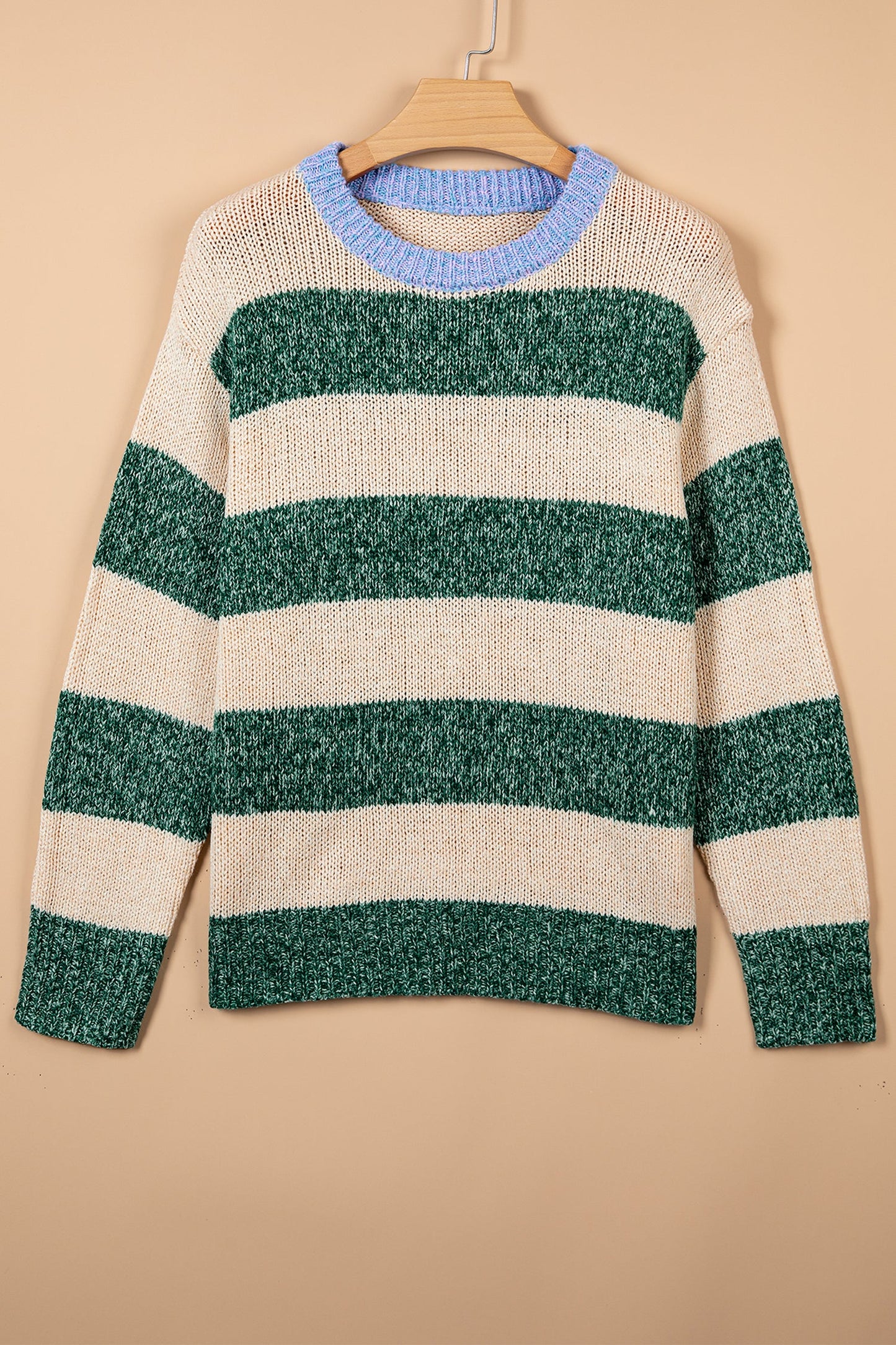 Stripe Colorblock Drop Shoulder Pullover Sweater