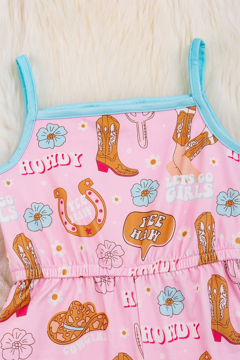 “Howdy” Cowgirl Romper with Bow – Western Charm for Your Little One