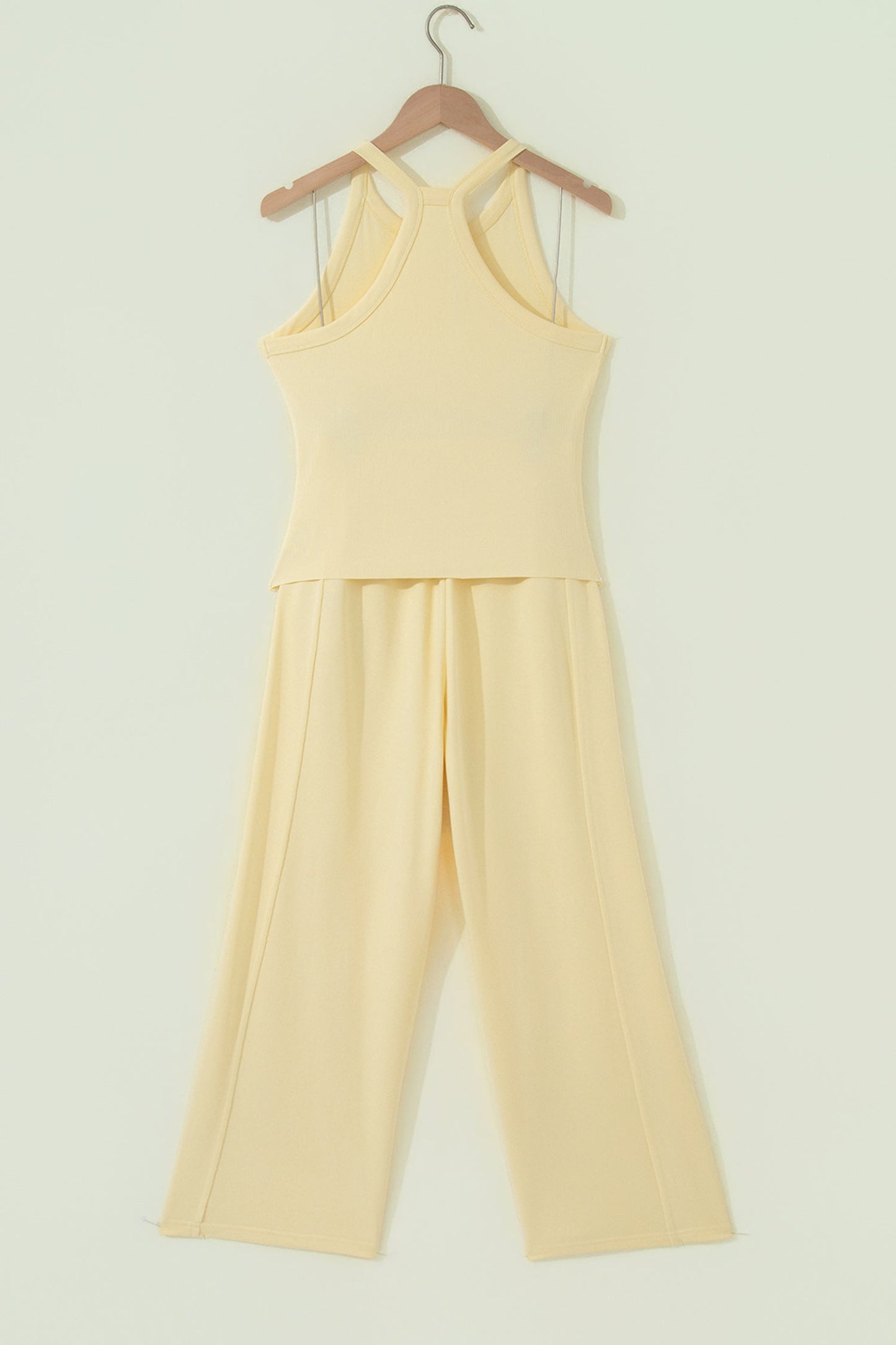 Solid Ribbed Tank Top & Sweatpants Set