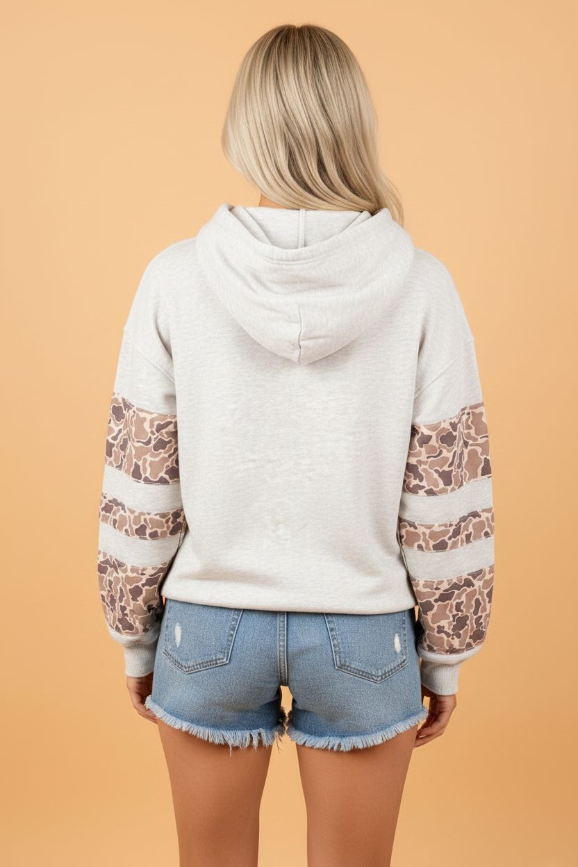Camouflage Patchwork Long Sleeve Hoodie