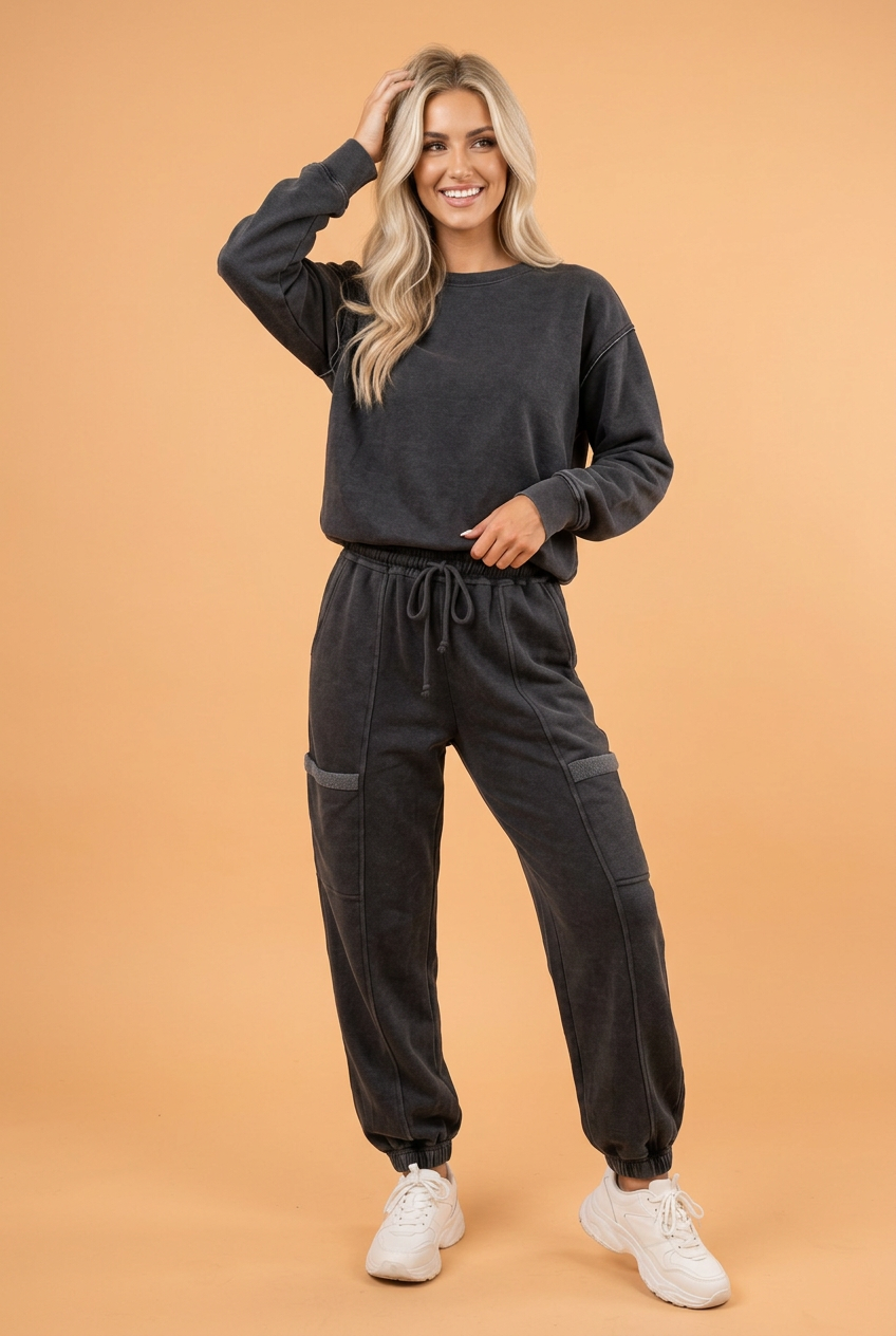 Colorblock Long Sleeve Top and Jogger Pants Set