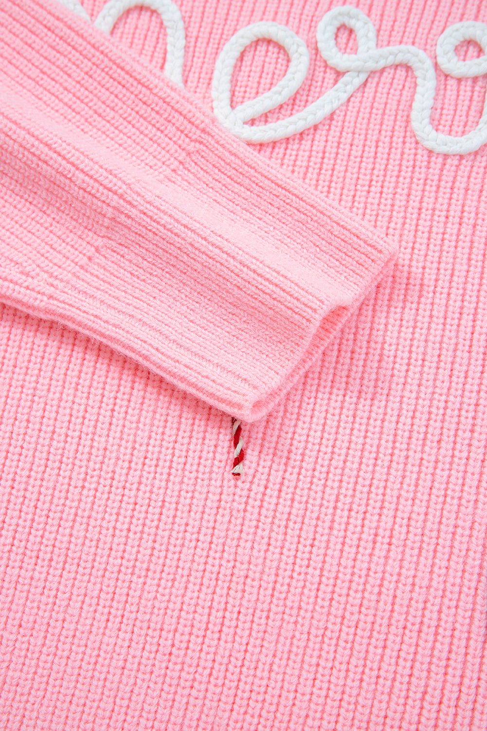 Merry Candy Cane Embroidered Crewneck Sweater