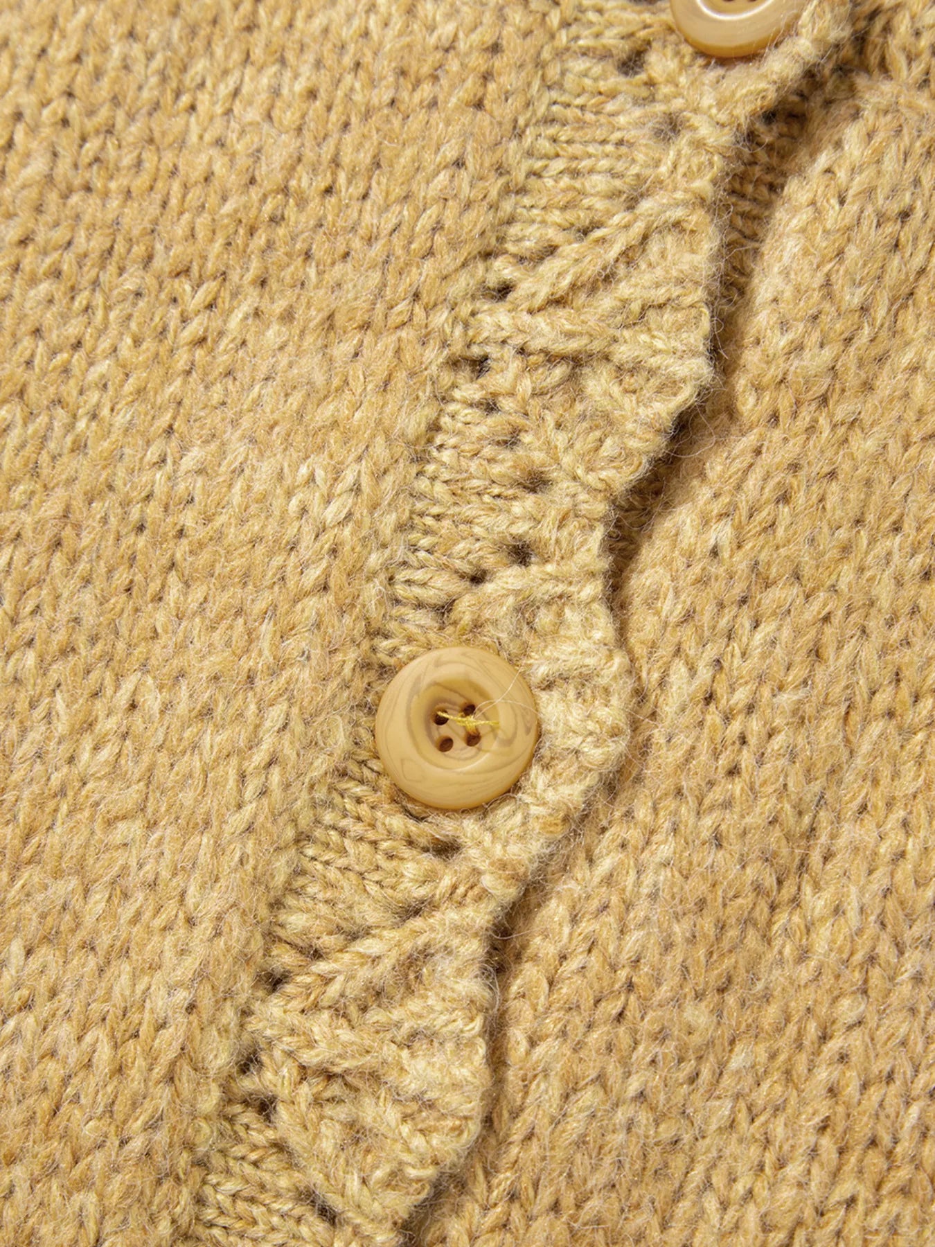 Women Women Lantern Sleeve Scallop V Neck Buttoned Front Cardigan Sweater