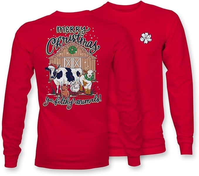 Merry Christmas Ya Filthy Animals - Barn - Farm - Dog - Christmas - YOUTH Long Sleeve - Itsa Girl Thing